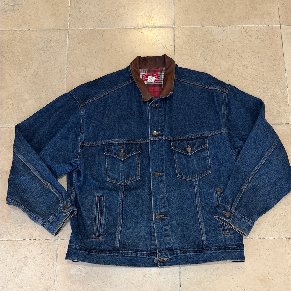 Marlboro Denim Jacket with Brown Leather Accents